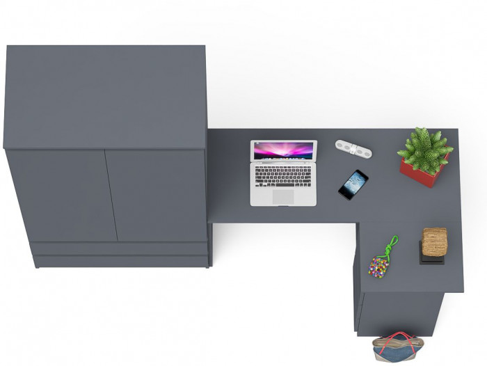 Мори компьютерный стол МС-16 правый + Шкаф МШ900.1, графит