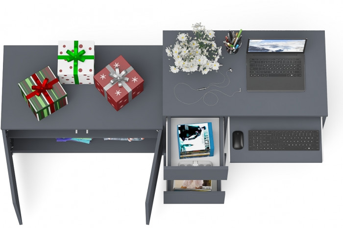 Мори компьютерный стол МС-6 левый + Тумба МА900.1, графит