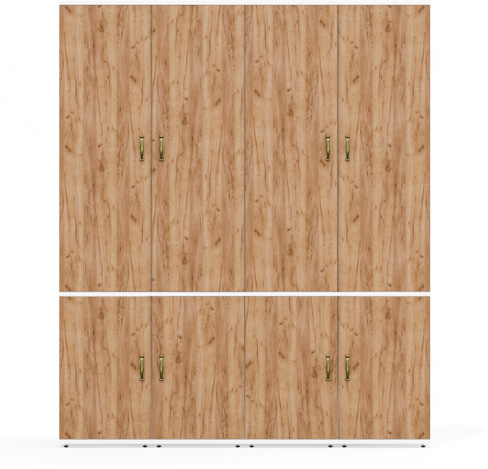 Лидер-8 Пенал МД 22Б 4 шт., цвет белый шагрень/крафт золото, ШхГхВ 160х37,5х190 см., универсальная сборка