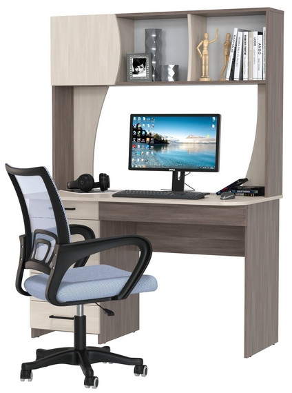 Стол 6-0606 Сигма + кресло 103 серое, цвет бодега тёмный/бодега светлый, ШхГхВ 120,5х60,5х166 см., НЕ универсальная сборка