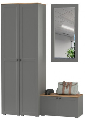 Остин Прихожая 36, цвет серый графит/дуб крафт золотой, ШхГхВ 160х54,3х229,6 см., универсальная сборка