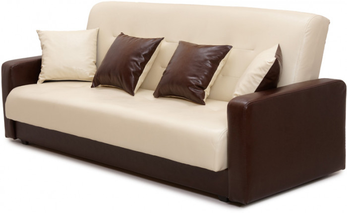 Диван-кровать Аккорд 120х190, книжка, экокожа, цвет коричнево-бежевый