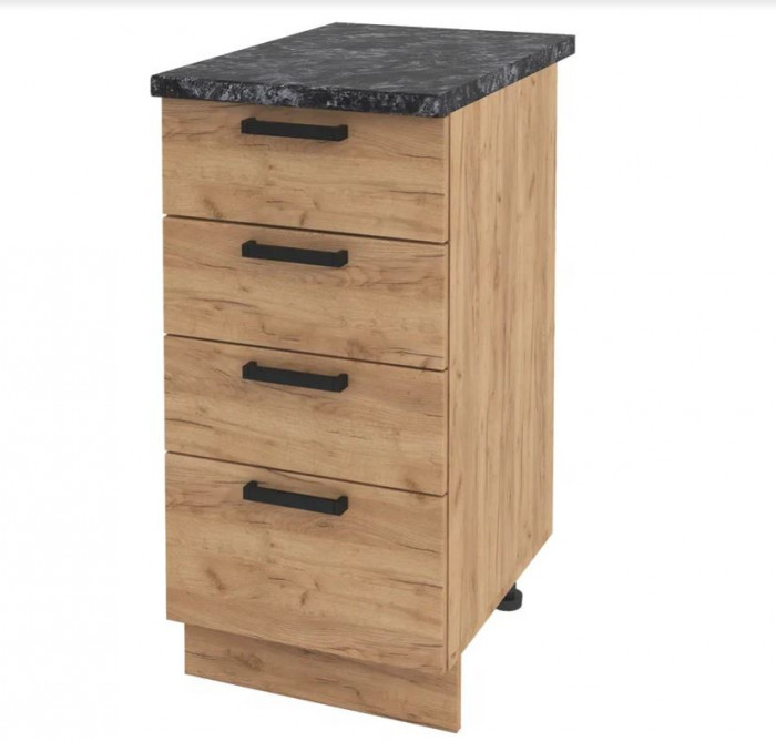 ШН4Я 400 корпус шкаф нижн. с 4 ящ (400*840*474) б/ст дуб крафт золото