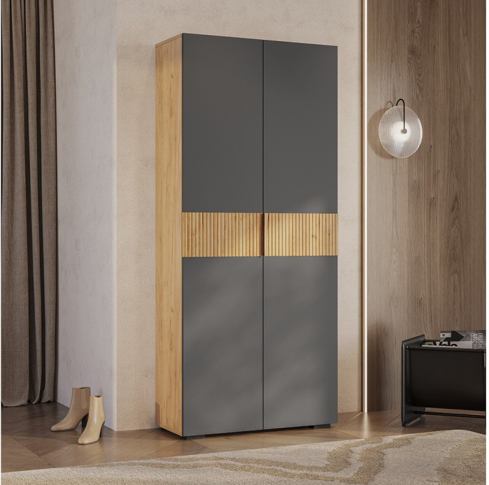 Шкаф 2-х створчатый "Сандра" ШК-04 Крафт/Графит/Тортуга (M27)