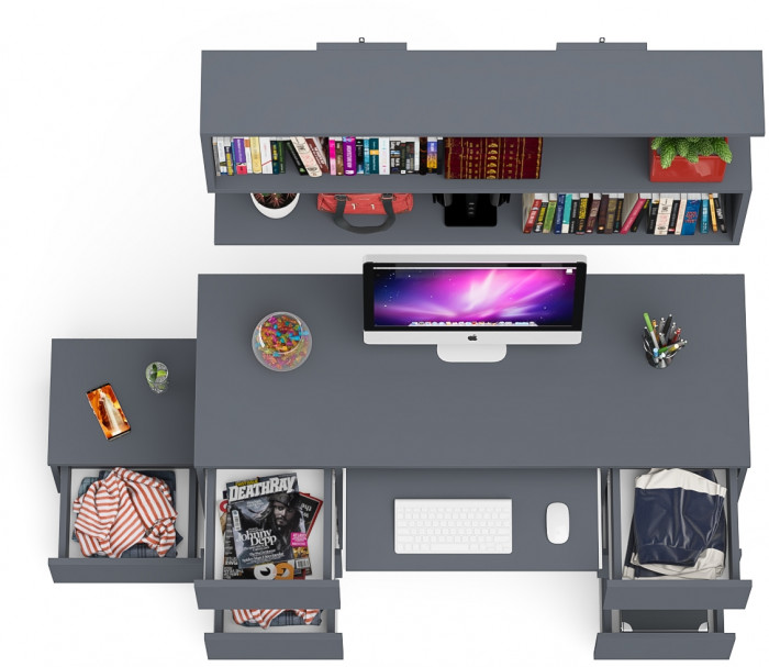 Мори компьютерный стол МС-2 + Тумба ТМП400.1 + Полка 1200, графит