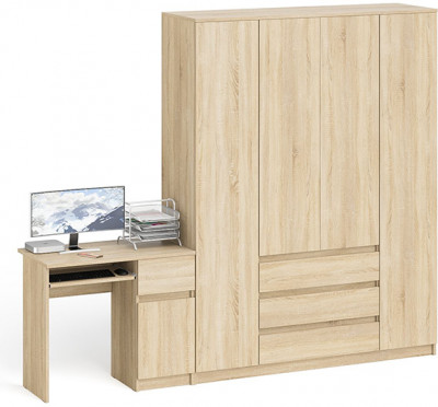 Мори компьютерный стол МС-1 правый + Шкаф МШ1600.1, дуб сонома