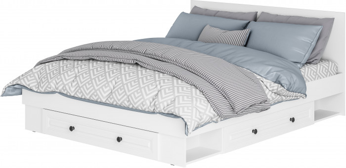 Кровать с проложками ДСП и ящиками Софт КР-16 (1,6), Белый