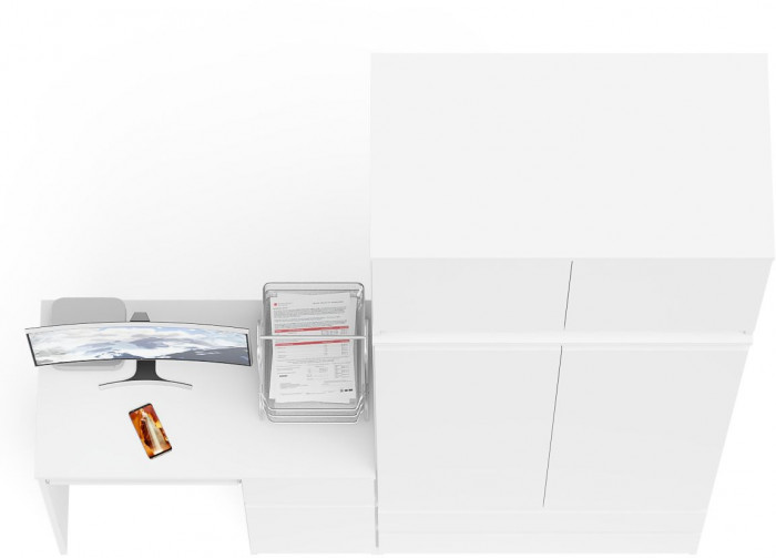 Мори компьютерный стол МС-1 правый + Шкаф МШ900.1 + Антресоль МА900.1, белый