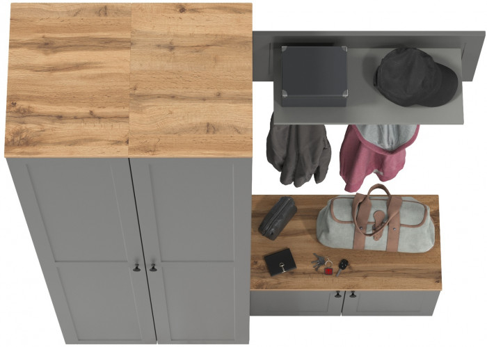 Остин Прихожая 37, цвет серый графит/дуб крафт золотой, ШхГхВ 160х54,3х229,6 см., универсальная сборка