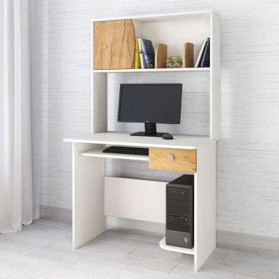 Стол компьютерный Грета-4 (900*1580*600) белый/дуб крафт золотой