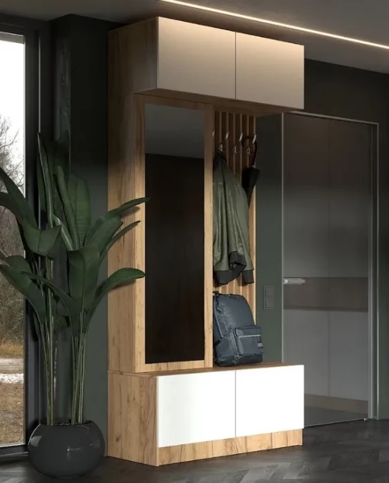 Прихожая Артек, Белый глянец/Дуб крафт золотой