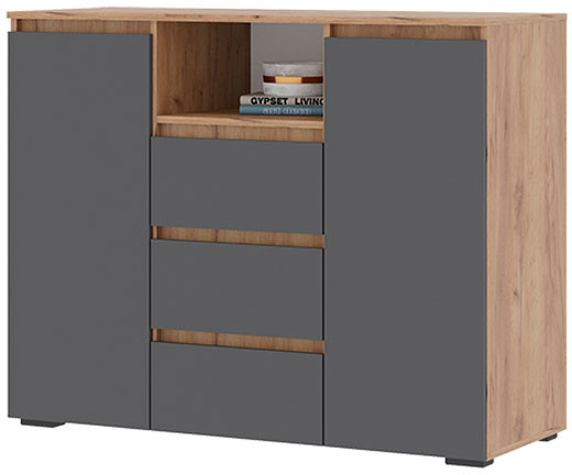 Хелен КМ 01 Комод 1202 (1.202х0.958х0.460) серый графит/дуб крафт золото