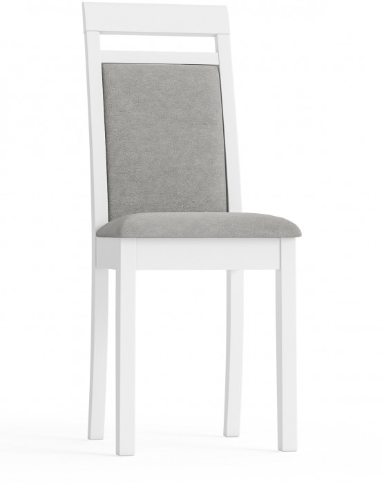 Стул Мебель--24 разборный Гольф-12, цвет белый, обивка ткань велюр серый 63, ШхГхВ 40х40х100 см., от пола до верха сиденья 47 см. (мягкая спинка)