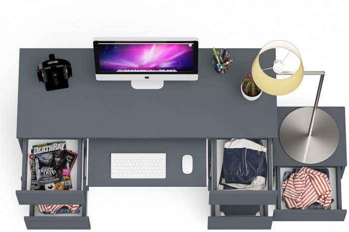 Мори Стол компьютерный МС-2 + Тумба ТМП400.1, цвет графит, ШхГхВ 175,8х50х76,6 см., универсальная сборка