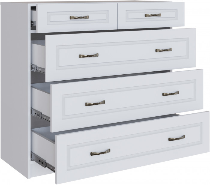 Комод с 5-мя ящиками Апполия, Белый/Белый дуб