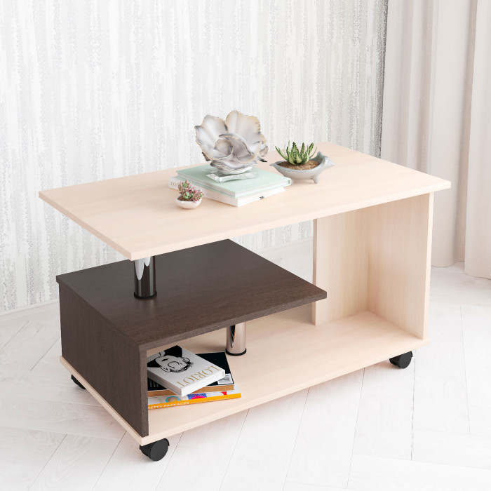 Стол Журнальный Консул-5 (900*560*500) дуб молочный/венге