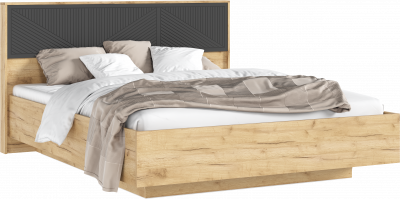 Сильвия Кровать парящая 1,6м (ортопед металл) Браш Графит/Дуб Крафт, Дуб Крафт