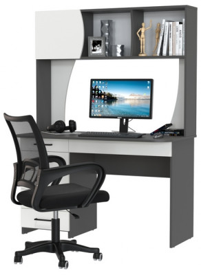 Стол 6-0606 Сигма + кресло 103 чёрное, цвет графит/белый, ШхГхВ 120,5х60,5х166 см., НЕ универсальная сборка