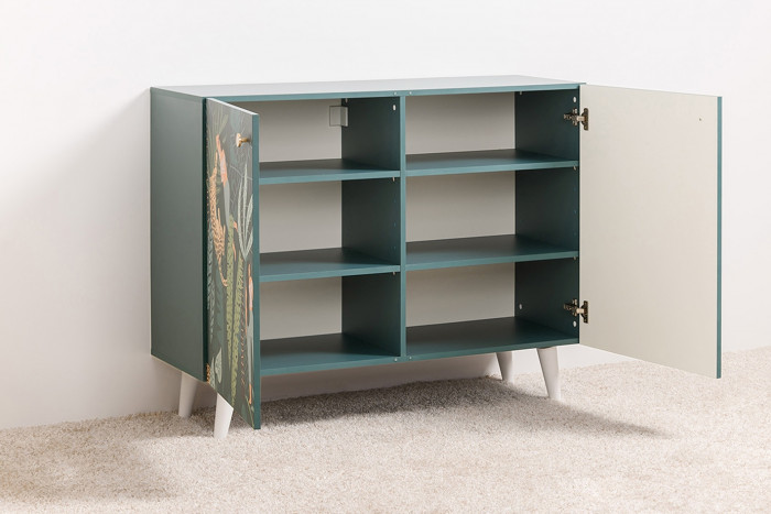 Либера Комод-тумба 16.230.01, цвет пасифай/белый, ШхГхВ 115,3х42,6х92,3 см., фасады с рисунком Тропический лес, две дверки