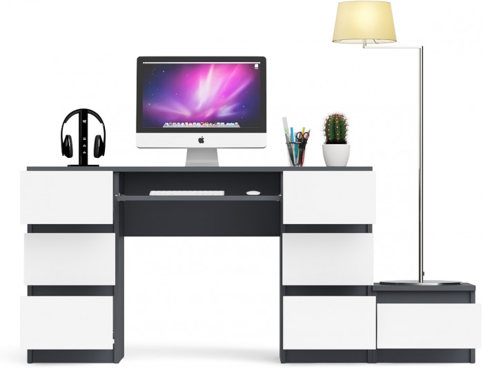 Мори Стол компьютерный МС-2 + Тумба ТМП400.1, цвет графит/белый, ШхГхВ 175,8х50х76,6 см., универсальная сборка