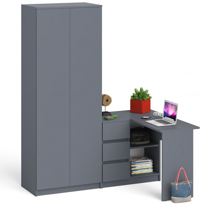 Мори компьютерный стол МС-16 левый + Шкаф МШ800.1, графит