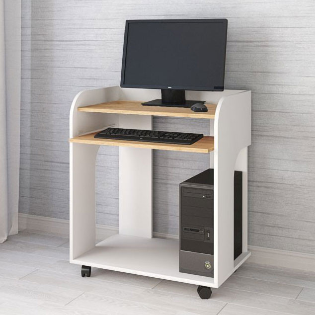 Стол компьютерный Грета-10 (700*820*450) белый/дуб крафт золотой