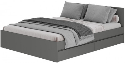 Кровать с настилом ЛДСП и ящиками Симпл КР-12 140х200, Графит