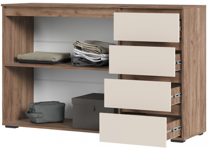 Хелен КМ 06 Комод 4 ящика (1502х958х460) кашемир/дуб крафт табачный