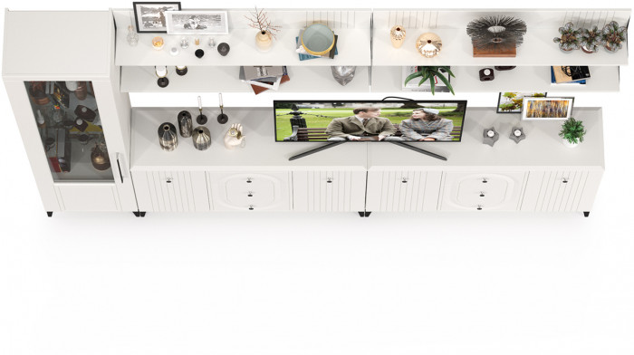 Валенсия Гостиная № 119, ЛДСП белый шагрень/МДФ белый шагрень