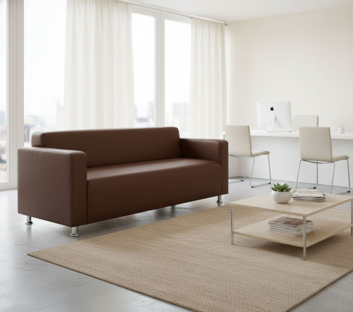 Диван прямой Томи, 180 см, экокожа, коричневый