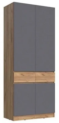 Шкаф 2-х створчатый Артек, Графит/Дуб крафт золотой