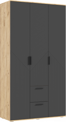 Сильвия Шкаф 3-х створчатый 1200, Браш Графит/Дуб Крафт