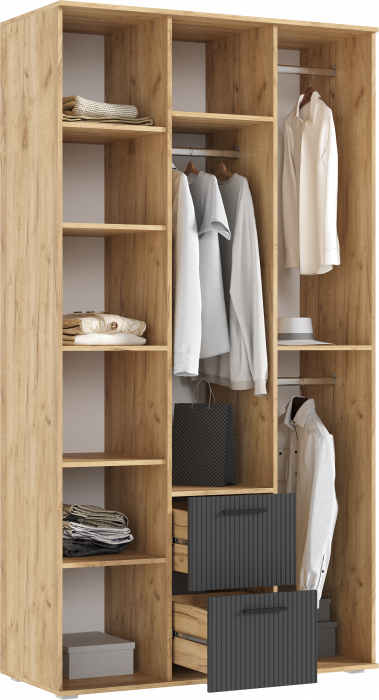 Сильвия Шкаф 3-х створчатый 1200, Браш Графит/Дуб Крафт