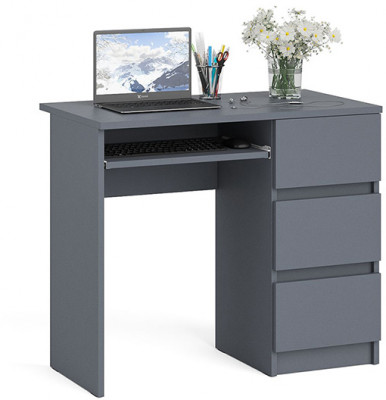 Мори Стол компьютерный МС-6 правый, цвет графит, ШхГхВ 90х50х76,6 см., выдвижные ящики справа, НЕ универсальная сборка