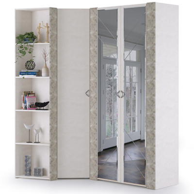 Амели Набор шкафов 2 13.140 + 13.131 + 13.133, цвет шёлковый камень/бетон чикаго беж, ШхГхВ 121,1х189,3х230 см.