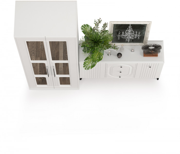 Валенсия Спальня 13.309 Комод + 13.329 Шкаф для одежды, цвет ЛДСП белый шагрень/МДФ белый шагрень, ШхГхВ 217,2х54,2х225,3 см.