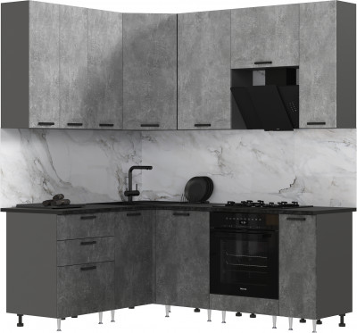 Кухня Рио NEW ЛДСП 1,6х2,0/900м (490), Компановка №2, Бетон светлый/Бетон темный, Графит
