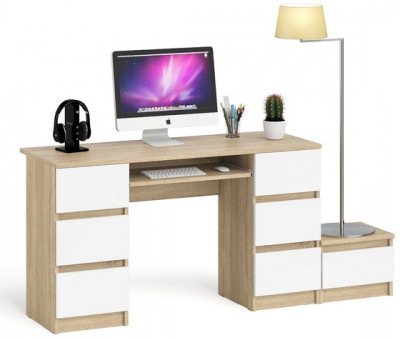 Мори Стол компьютерный МС-2 + Тумба ТМП400.1, цвет дуб сонома/белый, ШхГхВ 175,8х50х76,6 см., универсальная сборка
