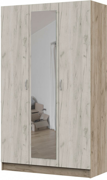 ШК 553 Бася ЛДСП шкаф 3-х ств. дуб крафт серый/дуб крафт белый