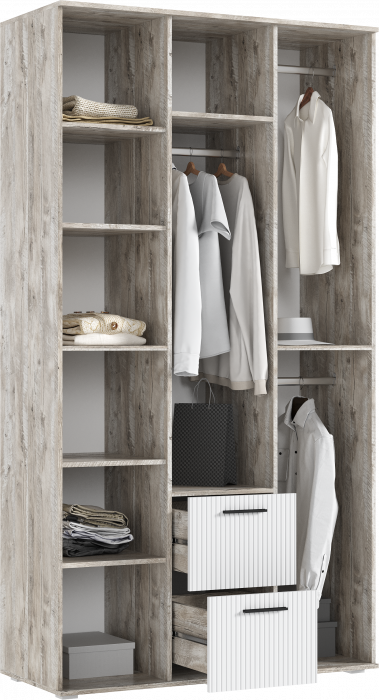 Сильвия Шкаф 3-х створчатый 1200, Браш Вайт/Дуб Юкон