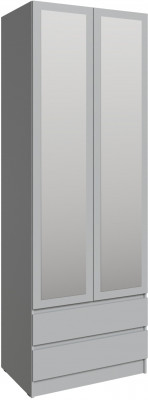Шкаф Мадрид (0,8) с 2 ящ. без ручек с зеркалом, Камень серый