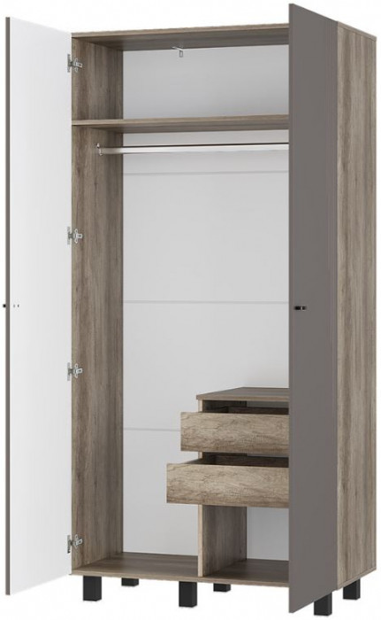 "Олива" ШК-03 Шкаф 2-х створчатый Дуб каньон/MF14 Муссон софт