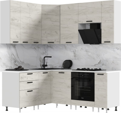 Кухня Рио NEW ЛДСП 1,6х2,0/900м (490), Компановка №2, Белый/Крафт белый