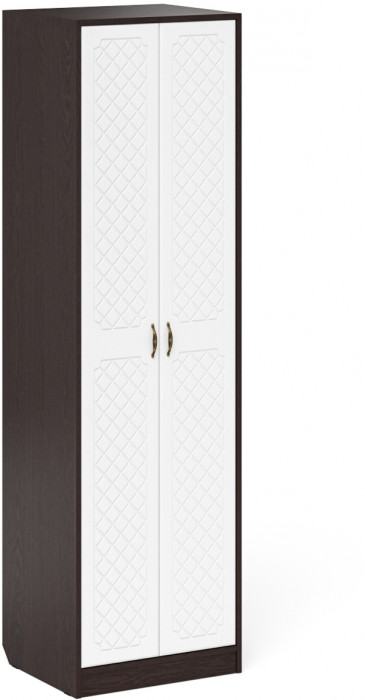 Прихожая П-6 Компоновка № 16, венге/фасады МДФ белое дерево фрезеровка ромб