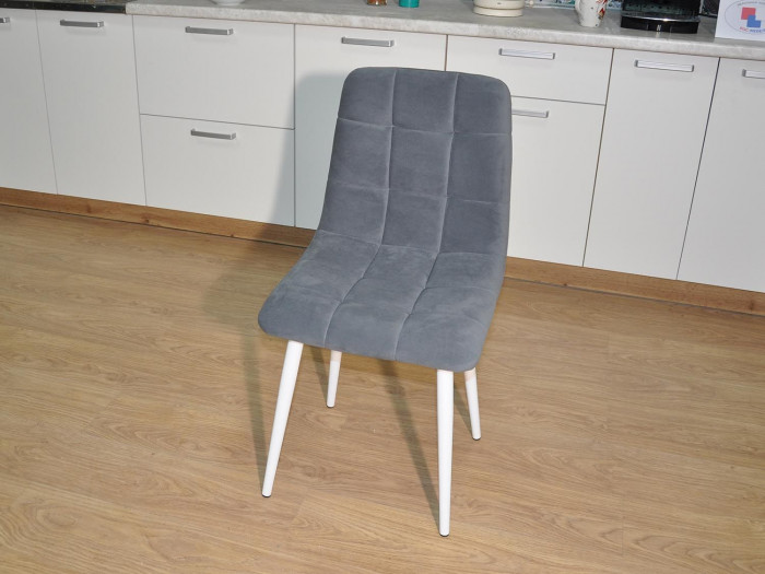 Стул Х / белый / велюр серый