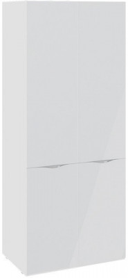 Глосс СМ-319.07.211 Шкаф для одежды с 2 дверями со стеклом (Белый глянец/Стекло)