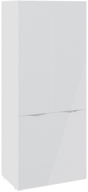 Глосс СМ-319.07.211 Шкаф для одежды с 2 дверями со стеклом (Белый глянец/Стекло)