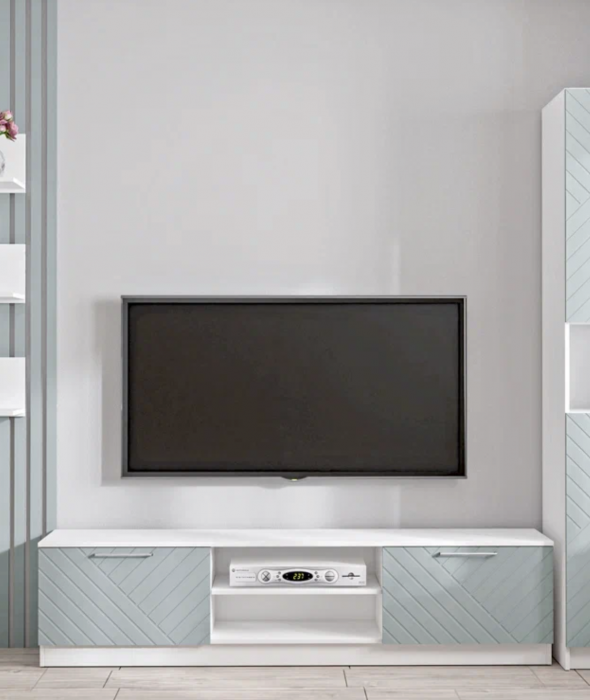 Тумба-2 под ТВ напольная "Иннэс-7", Белый/Монблан Р-826