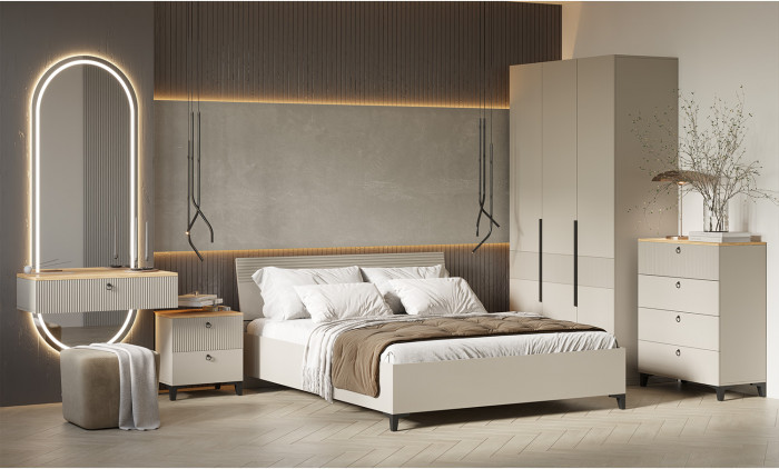 Кровать с основанием Ника (1,6м), Бежевый, Кашемир