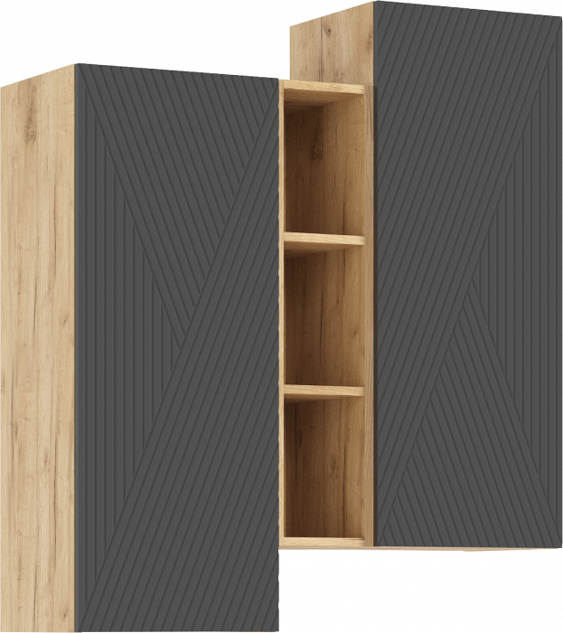 Флэш Модульная Гостиная, вариант №1, Браш графит/Дуб крафт